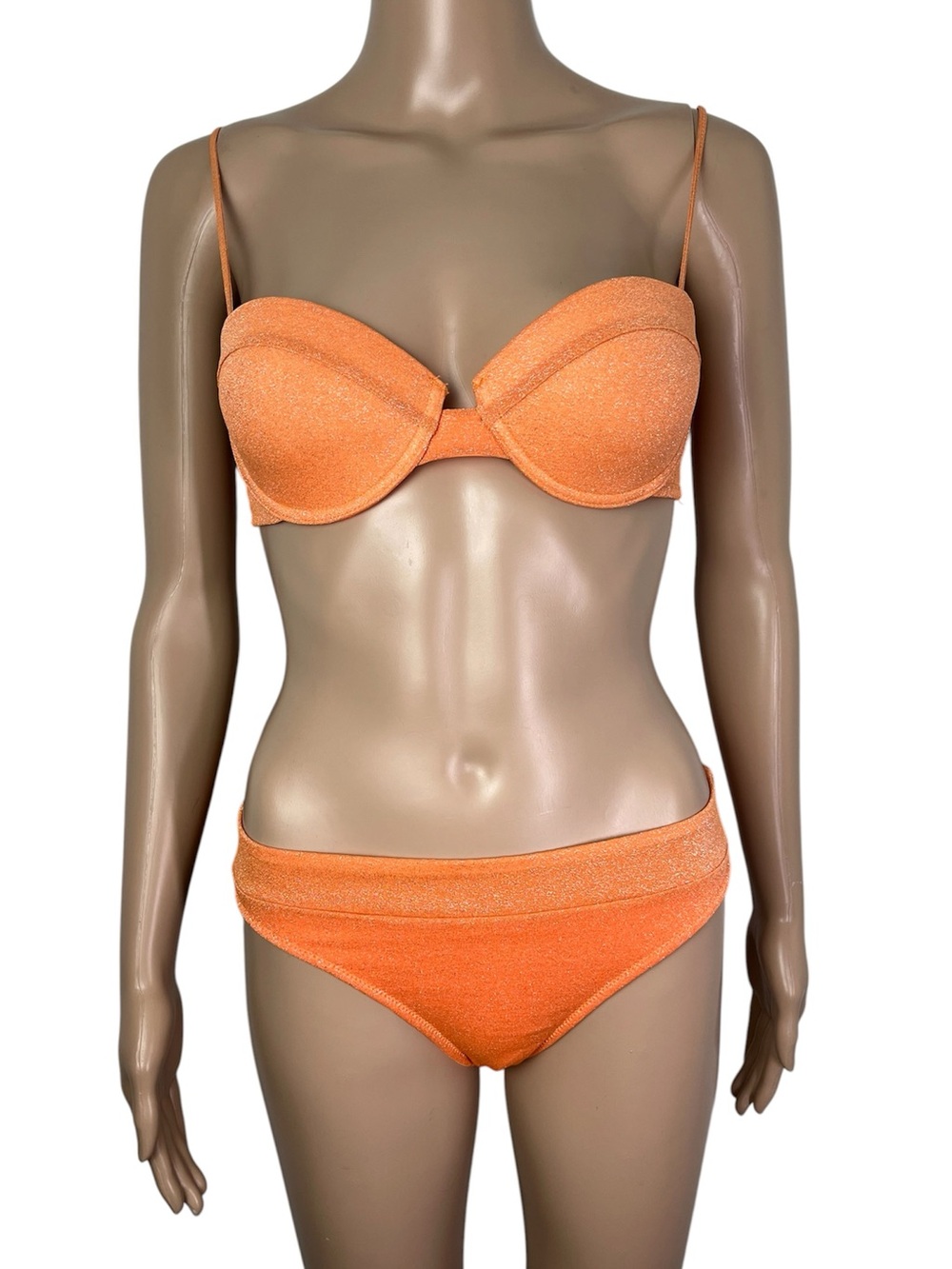 Triangl Apricot Orange Padded Underwire Shimmer Sparkle Matching Bikini Set
